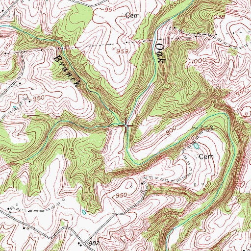Topographic Map of Lick Branch, KY
