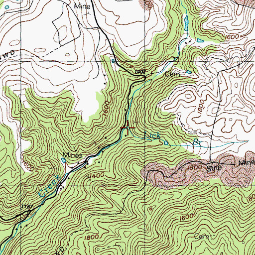 Topographic Map of Lick Branch, KY
