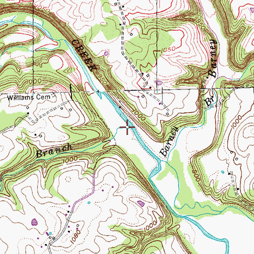 Topographic Map of Lick Branch, KY