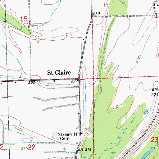 Topographic Map of Green Hill Church, AR