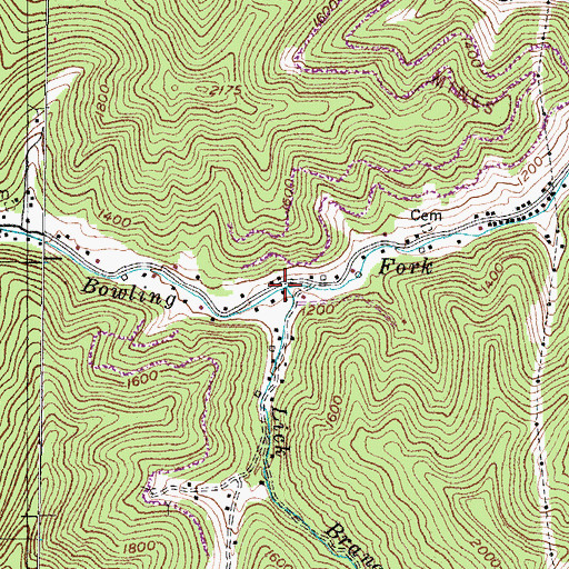 Topographic Map of Lick Branch, KY