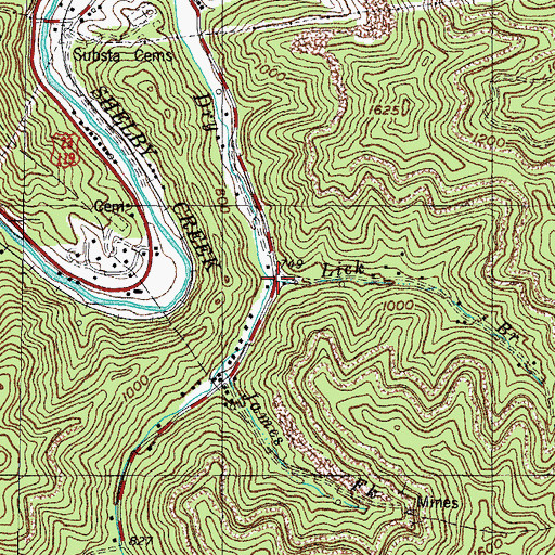 Topographic Map of Lick Branch, KY