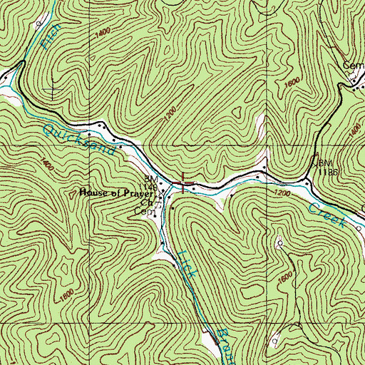 Topographic Map of Lick Branch, KY