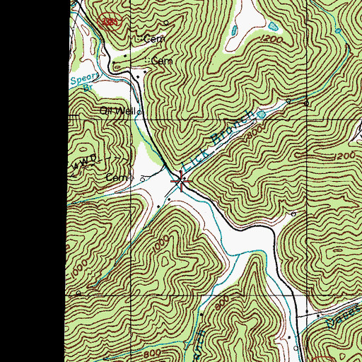 Topographic Map of Lick Branch, KY