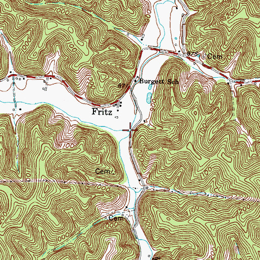 Topographic Map of Lick Branch, KY