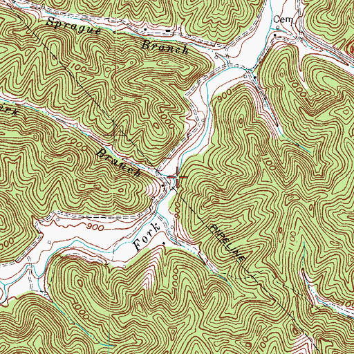 Topographic Map of Lick Branch, KY