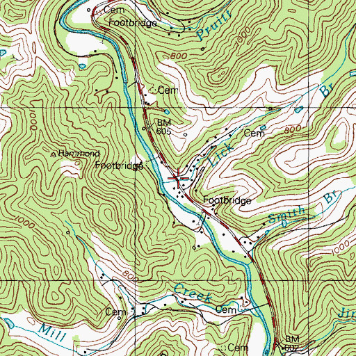 Topographic Map of Lick Branch, KY