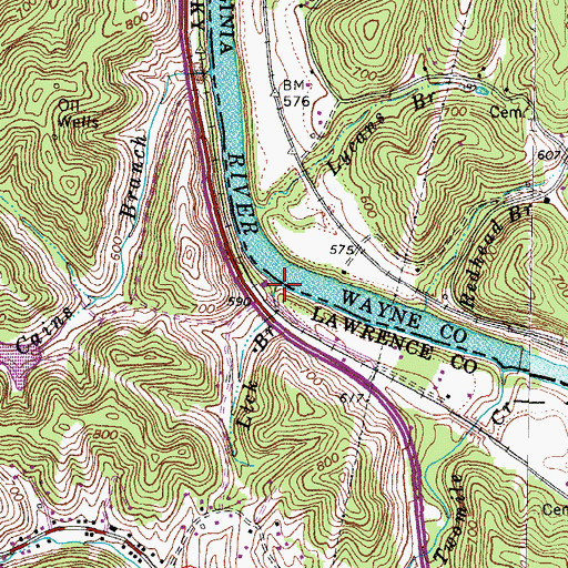 Topographic Map of Lick Branch, KY