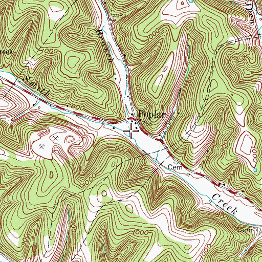 Topographic Map of Lick Branch, KY