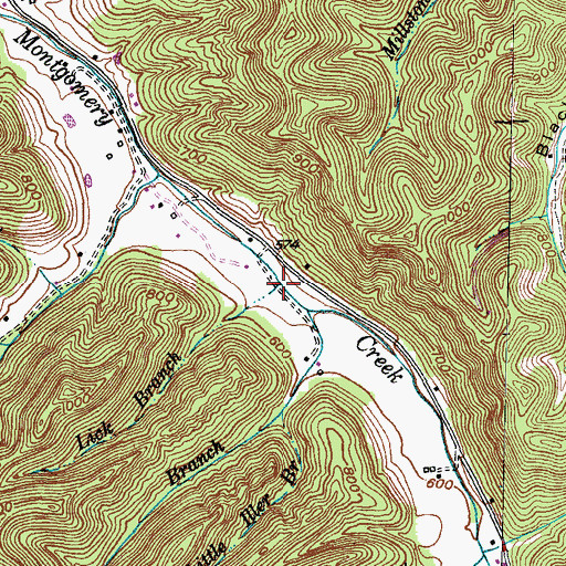 Topographic Map of Lick Branch, KY