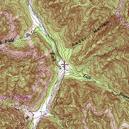 Topographic Map of Lick Branch, KY