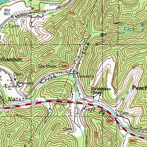 Topographic Map of Lick Branch, KY