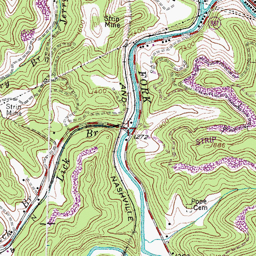 Topographic Map of Lick Branch, KY