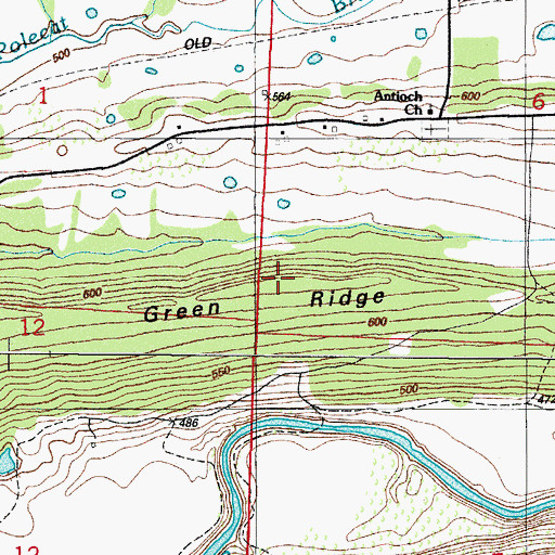 Topographic Map of Green Ridge, AR