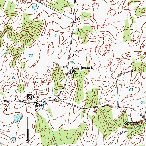 Topographic Map of Lick Branch Church, KY