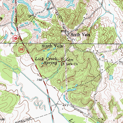 Topographic Map of Lick Church, KY
