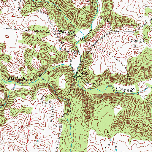 Topographic Map of Lick Creek, KY