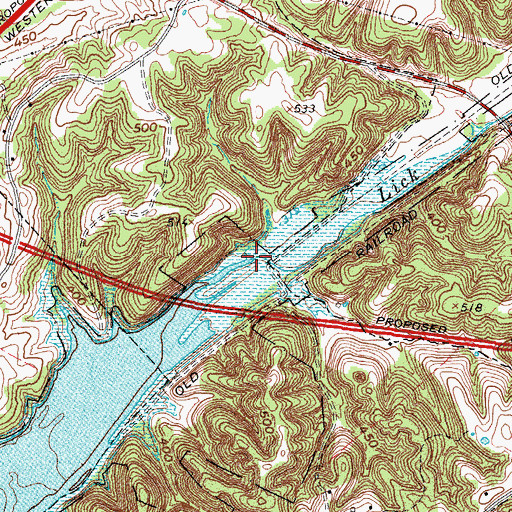 Topographic Map of Lick Creek, KY
