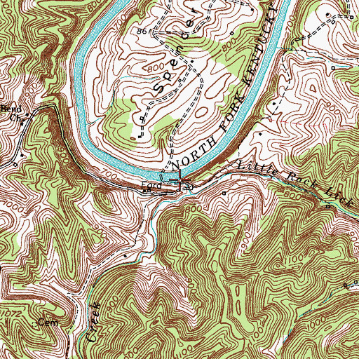Topographic Map of Lick Creek, KY