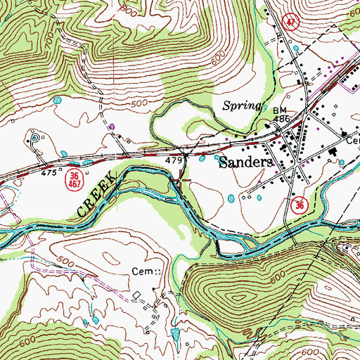 Topographic Map of Lick Creek, KY