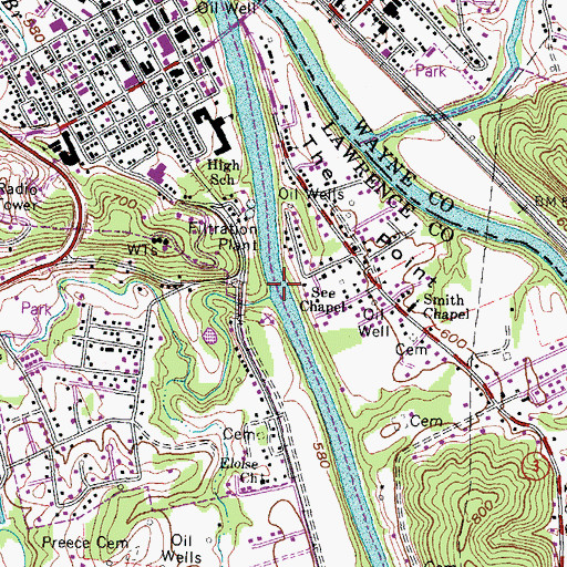 Topographic Map of Lick Creek, KY
