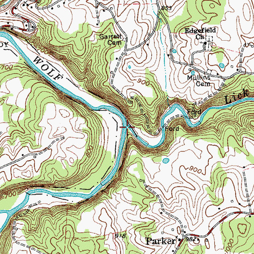 Topographic Map of Lick Creek, KY