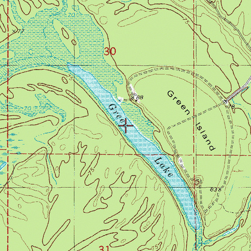 Topographic Map of Green Slough, AR
