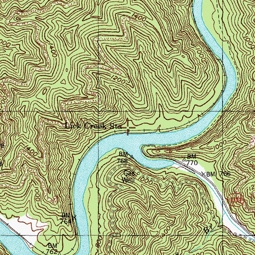 Topographic Map of Lick Creek Station, KY
