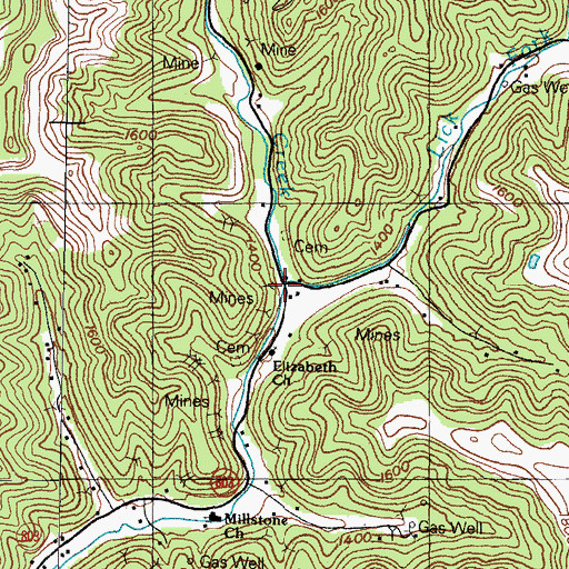 Topographic Map of Lick Fork, KY
