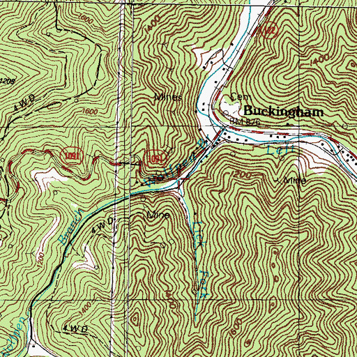 Topographic Map of Lick Fork, KY