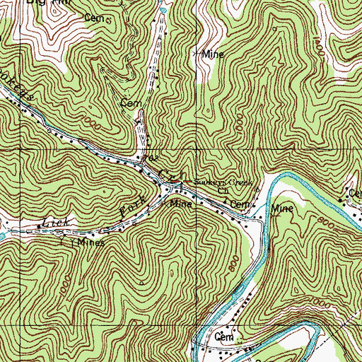 Topographic Map of Lick Fork, KY