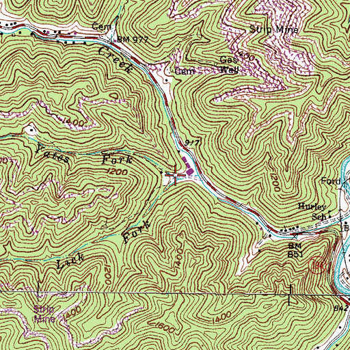 Topographic Map of Lick Fork, KY