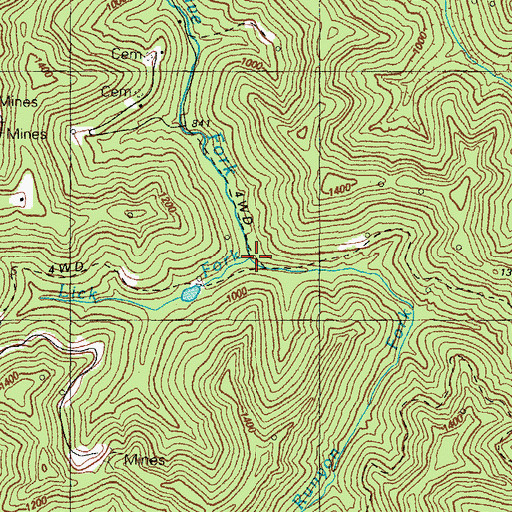 Topographic Map of Lick Fork, KY