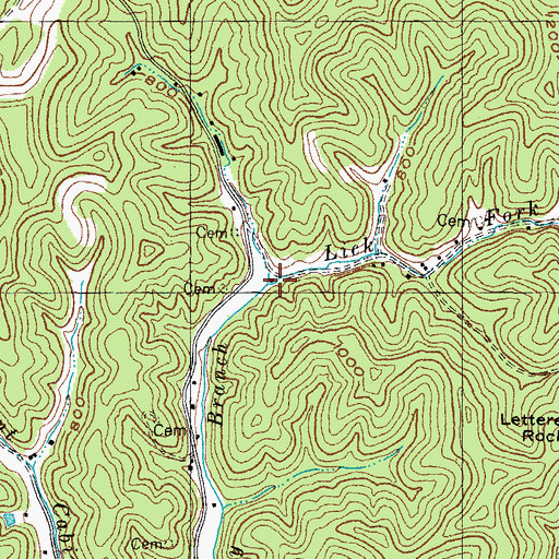 Topographic Map of Lick Fork, KY