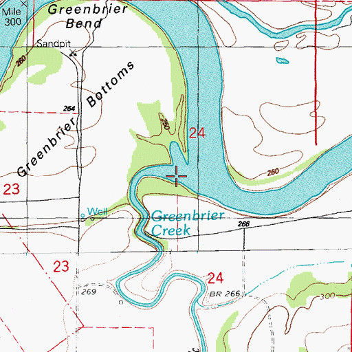 Topographic Map of Greenbrier Creek, AR