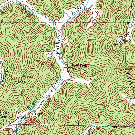 Topographic Map of Lick Fork Church, KY