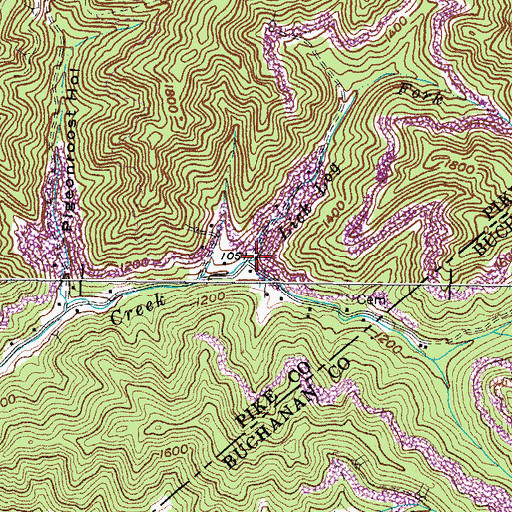 Topographic Map of Lick Log Fork, KY