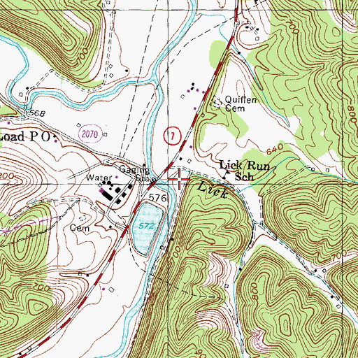 Topographic Map of Lick Run, KY