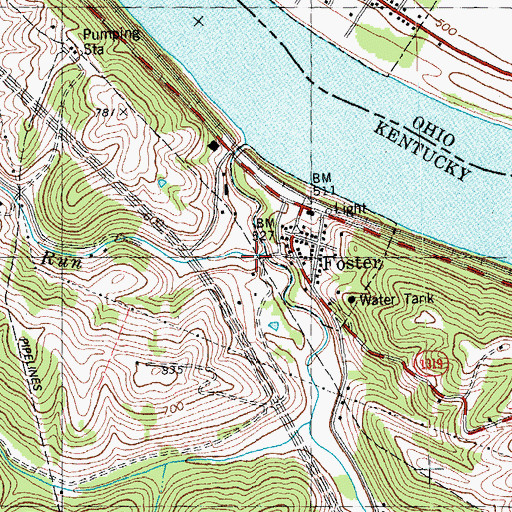 Topographic Map of Lick Run, KY