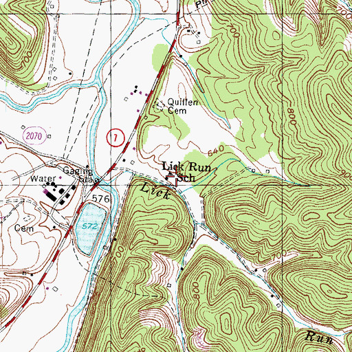 Topographic Map of Lick Run School, KY