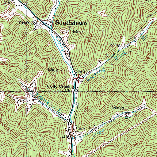 Topographic Map of Licking Rock Branch, KY