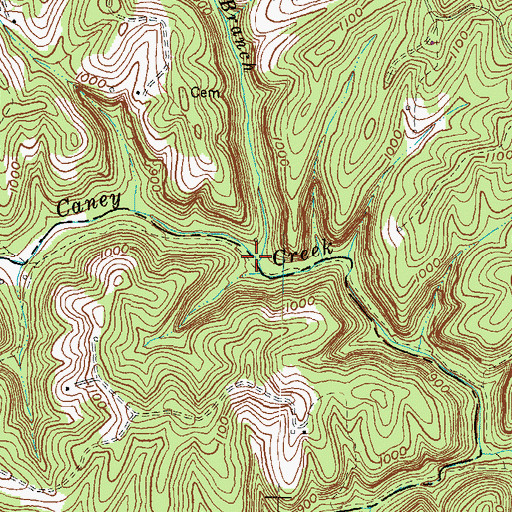 Topographic Map of Licklog Branch, KY