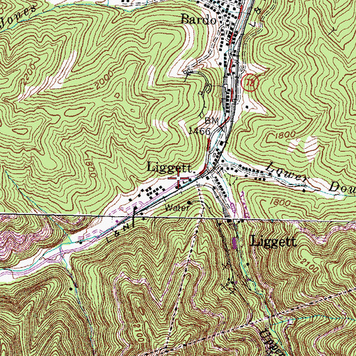 Topographic Map of Liggett, KY