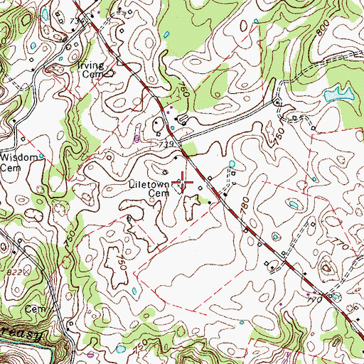 Topographic Map of Liletown Cemetery, KY