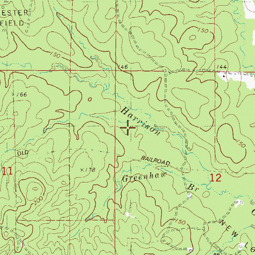 Topographic Map of Greenhaw Branch, AR