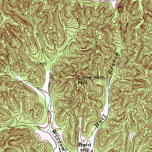 Topographic Map of Lime Kiln Hill, KY