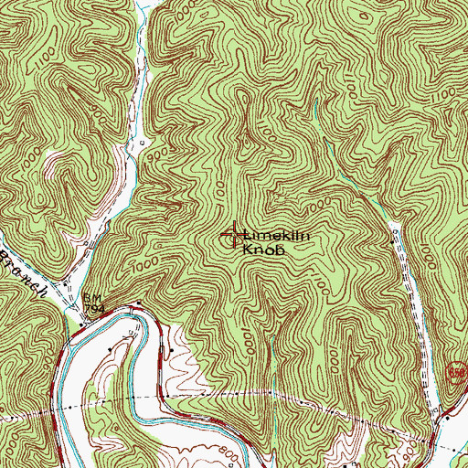 Topographic Map of Limekiln Knob, KY