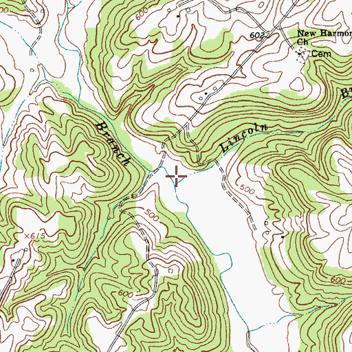 Topographic Map of Lincoln Branch, KY