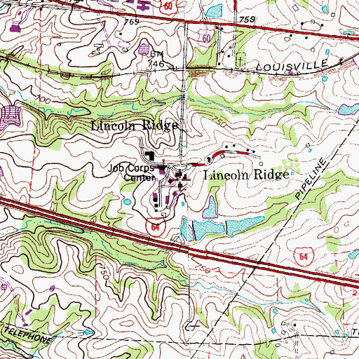 Topographic Map of Whitney M. Young Jr. Residential Manpower Center, KY