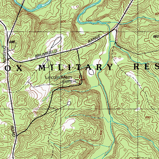 Topographic Map of Lincoln Memorial Cemetery, KY